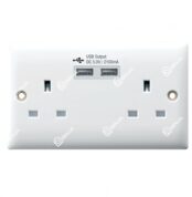 RR 13A 2Gang BS Socket With Dual USB W2002USB