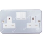 RR 13A 2Gang Metal Clad Twin Switched Socket Outlet W3002-MC