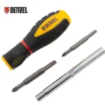 Combination screwdriver 4 in 1, SL3/16"-PH1, SL1/4"-PH2, bi-material handle Denzel 7713381