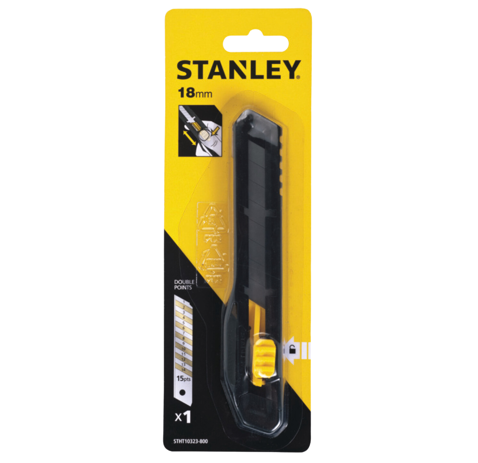 Stanley All Plastic 18mm Snap Off Knife, STHT10323-800