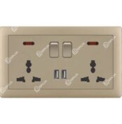 Vmax Double MF socket with switch 2USB V1-018