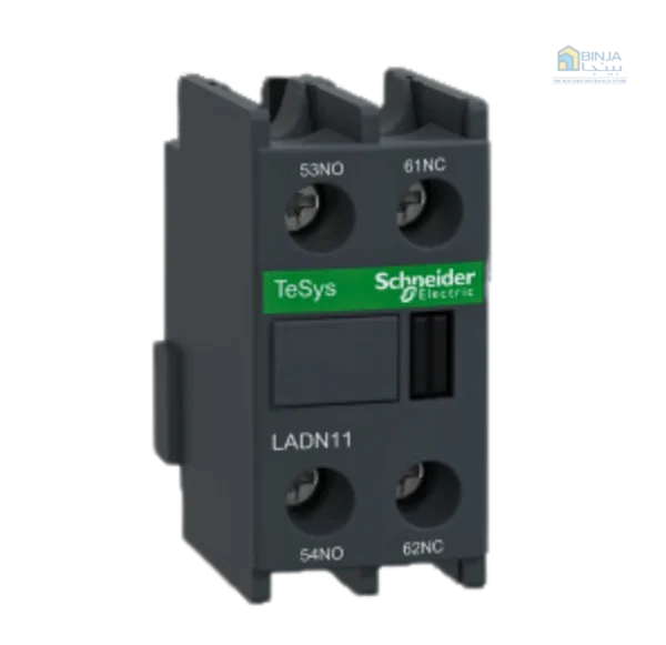 LADN11 Schneider Electric Auxiliary contact block, TeSys D, 1NO + 1NC, front mounting, screw terminals