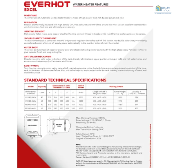 everhot-excel-water-heater-feh15-12g-50L