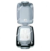 Mk 86403Gry Weather Proof Electric Masterseal Compact With 3 Gang 2 Way Switch