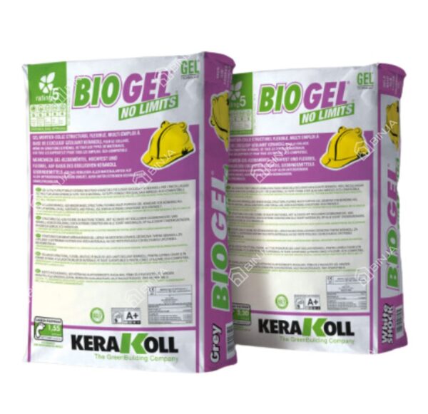 Kerakoll Biogel No Limits 25Kg Gel Adhesives For Ceramic, Porcelain Tiles And Natural Stone WHITE